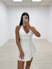 VESTIDO MINI VUELVO HALTER BLANCO